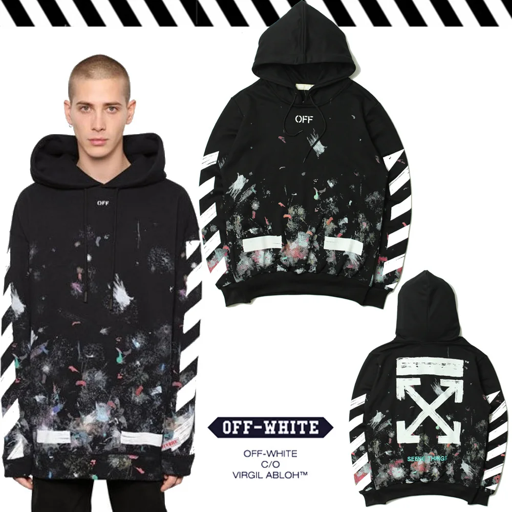 

Ow Autumn and Winter Street Tide Brand Starry Sky Fireworks Arrow Hooded Sweater MEN/WOMAN Couple Wild Loose Sweater