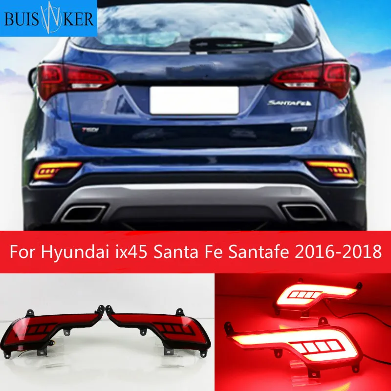

2 шт. светодиодный задний бампер отражатель светильник для Hyundai ix45 Santa Fe Santafe 2016 2017 2018 тормозной светильник сигнала поворота светильник