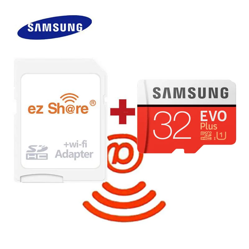 Беспроводной ez share wifi адаптер + samsung EVO plus Micro SD карта класс 10 microsd wifi Беспроводная TF карта 32gb64gb карта памяти 128GB