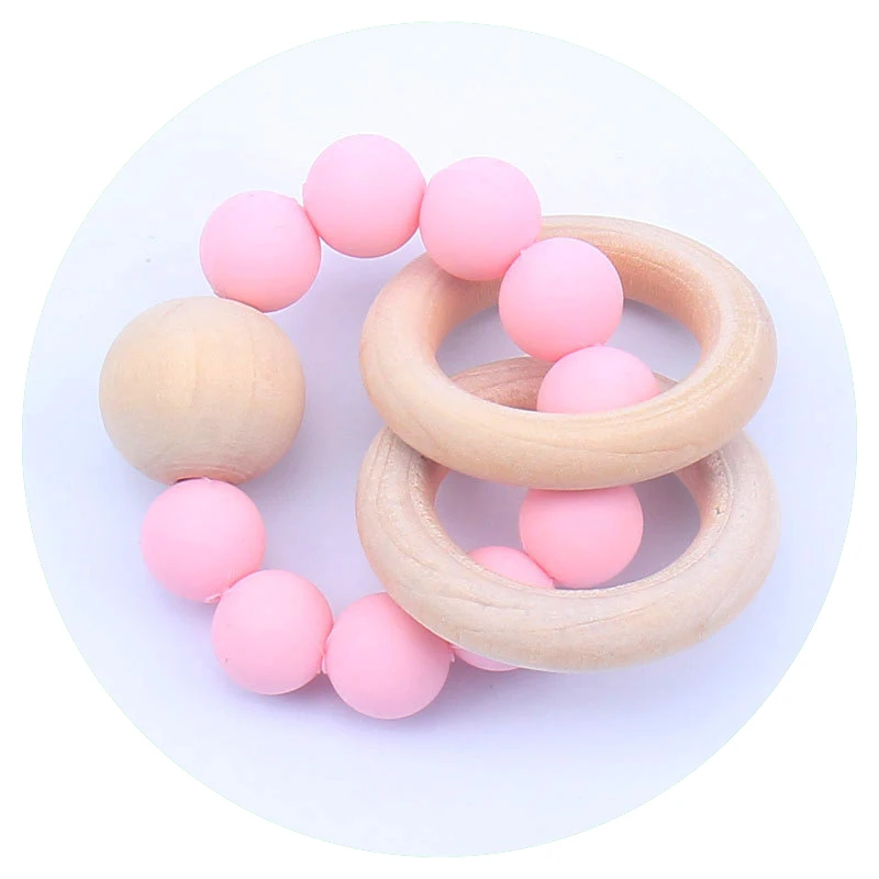 Baby toy 2 Горячие детские Woode Прорезыватель для зубов в форме кольца пищевого качества бука жевания соски клип держатель силиконовая соска с бусами цепи Прорезыватель игрушки для новорожденных - Цвет: Baby toy 2