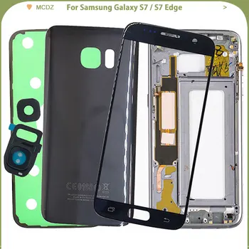 

New Battery Cover For Samsung Galaxy S7 G930F / S7 Edge G935F Back Cover+Middle Frame +Front Glass Outer Panel Full Housing
