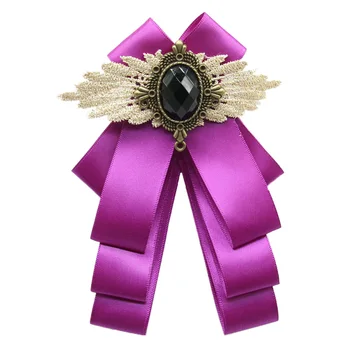 

Men Women Business Banquet Neck Clip Rhinestone Formal Groom Wedding Party Brooch Accessories Vintage Necktie Bow Tie Ribbon