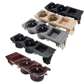 

Car Front Center Console Storage Box Coin Double Hole Vehicle Cup Holder For BMW E46 3 Series 1999-2006 Black Gray Beige