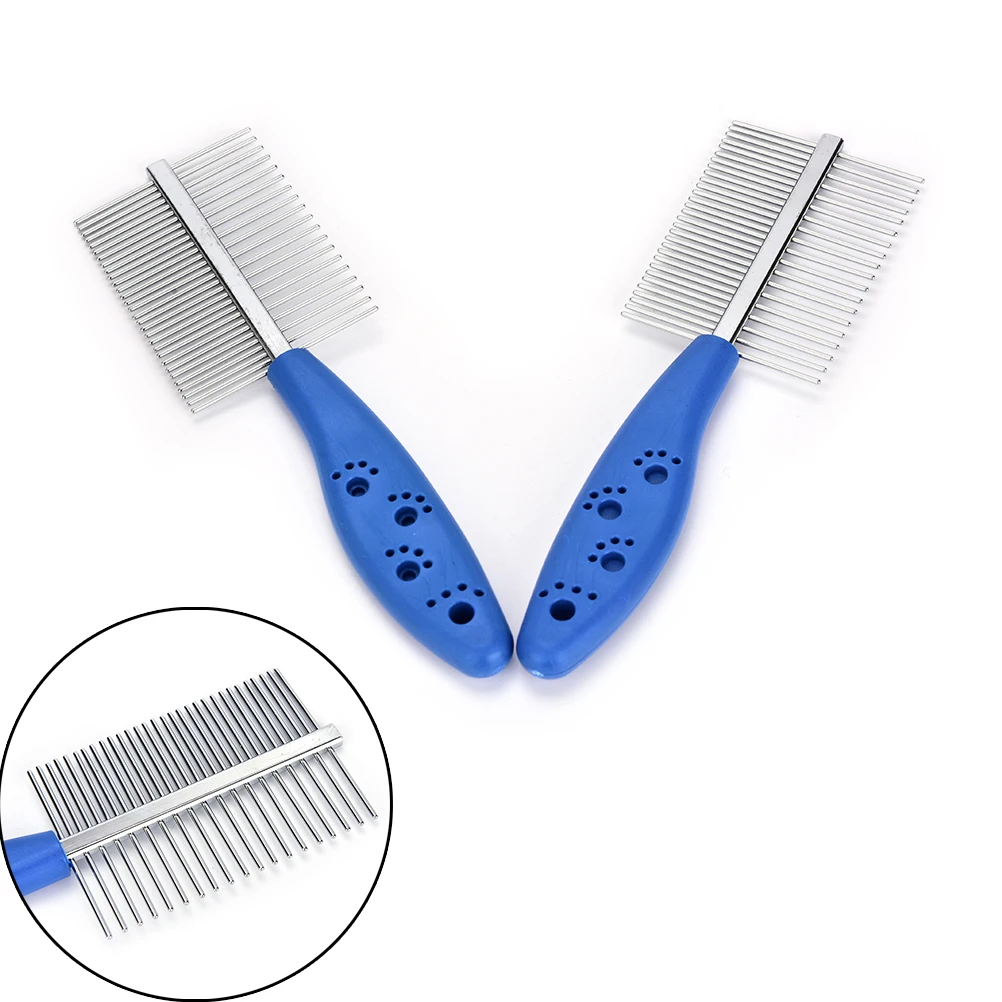 1Pcs Stainless Steel Pet Dog Cat Combs Long Thick Hair Fur Shedding Remove Rake Comb Pet Grooming Brush