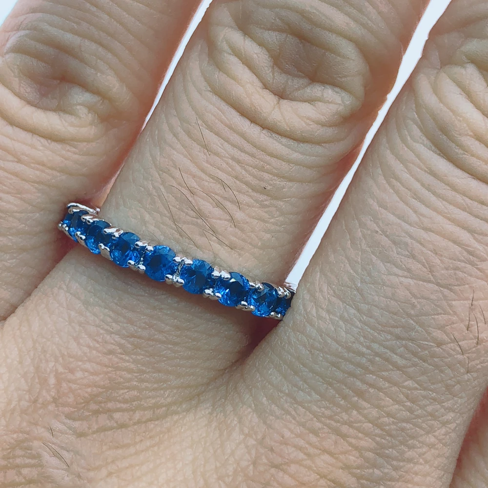 Lingmei обручальное кольцо с круглой огранкой, Женское кольцо с голубым и белым цирконием, серебро 925, размер 6, 7, 8, 9, 10, 11, ювелирные изделия для дам, винтажный подарок