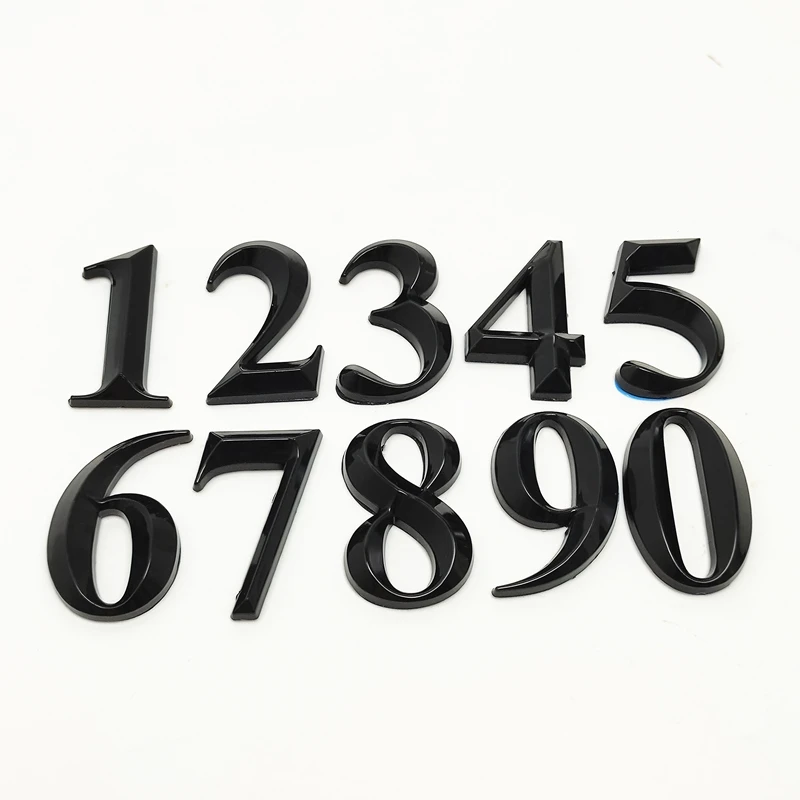 Black 5CM 3D Self Adhesive Modern Door Number Plaque Door Plate Number House Number Hotel Door Address Digits Sticker Sign