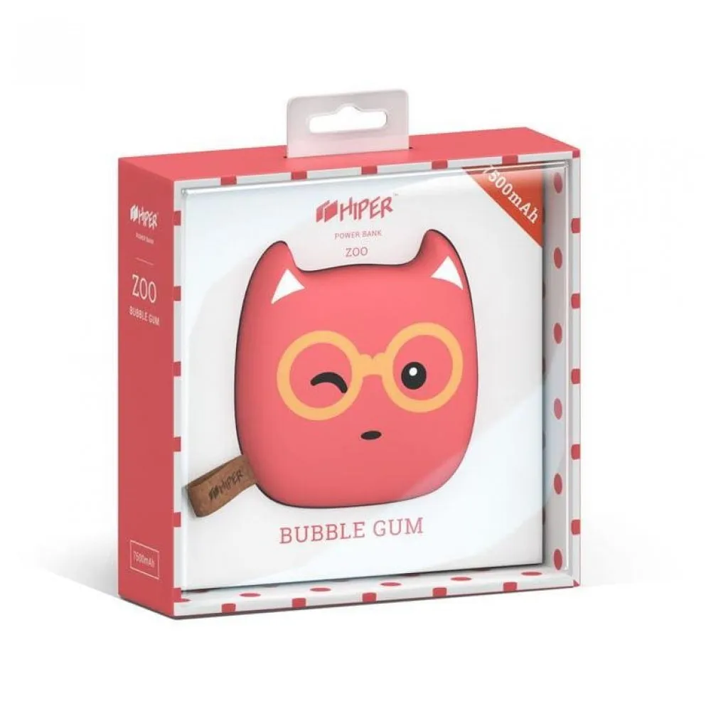 Внешний аккумулятор HIPER ZOO BUBBLEGUM Li-Ion 7500mAh 2.1A+1A 2xUSB розовый