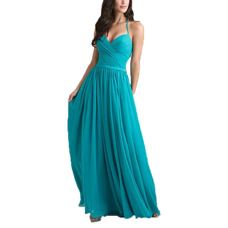 Turquoise Bridesmaid Dresses Long V neck Pleat Formal Women Guest Dress  Beach Wedding Party Gowns Elegant Maid of Honor Dress|Bridesmaid Dresses| -  AliExpress