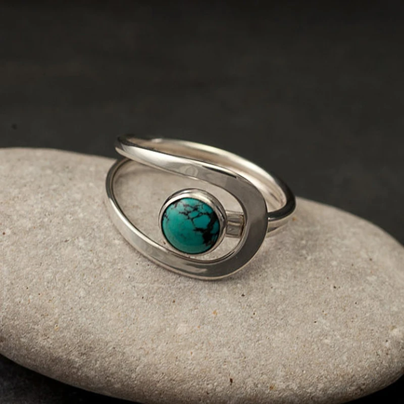 Бохо классическое кольцо с зеленым камнем очаровательные серебряные кольца для женщин свадебный подарок кольцо Роскошные ювелирные изделия Anillos Mujer O5J433 - Цвет основного камня: Green