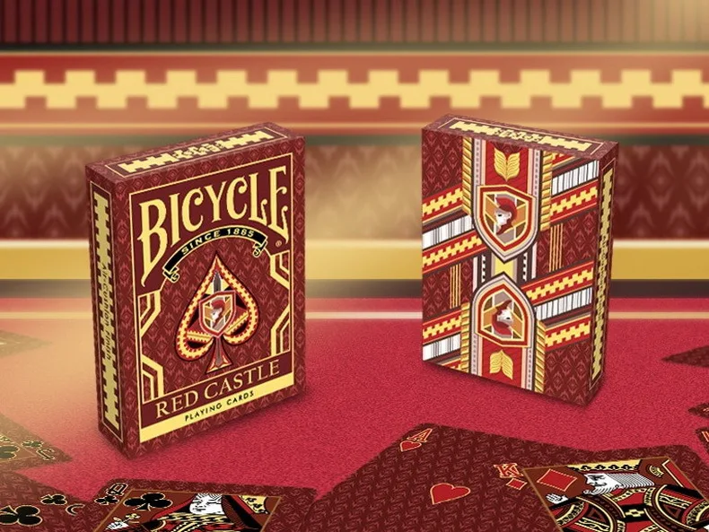 RED CASTLE BICYCLE DECK OF PLAYING CARDS BY COLLECTABLE POKER MAGIC TRICKS GAMES 