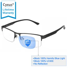 Cyxus металлический синий светильник, блокирующие очки для компьютерных игр, для защиты глаз, полуоправы, очки для чтения для мужчин/женщин 8001