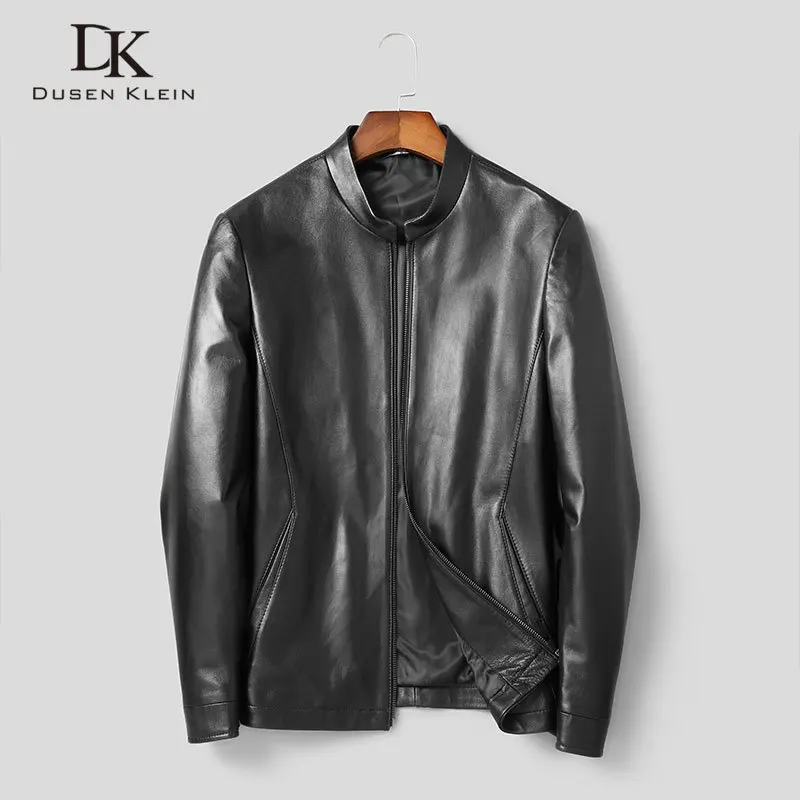 

Men Genuine Leather Jacket Real Sheepskin Jackets Casual Short Black Pockets 2020 Autumn New Jacket for Man J1902