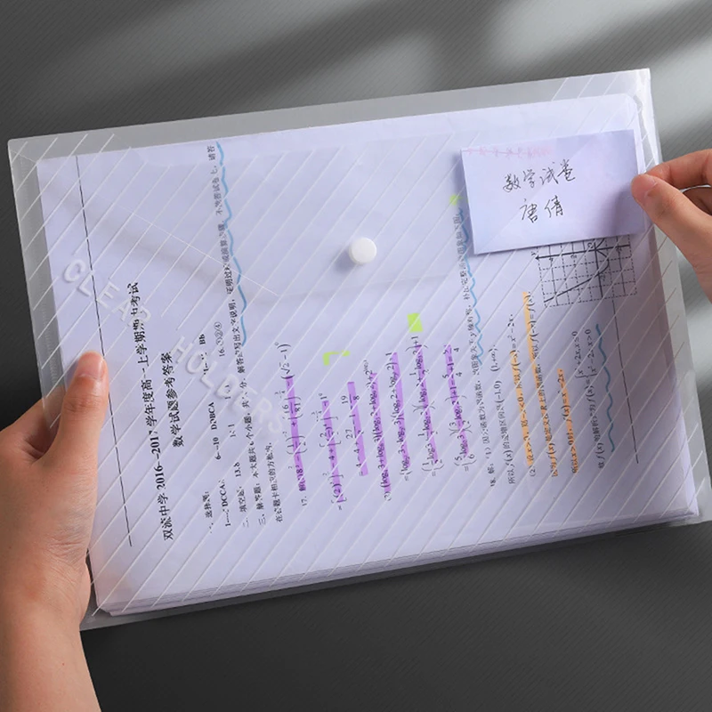 투명 방수 A4 스냅형 플라스틱 정보 가방, 두꺼운 파일 가방, 포트폴리오 보관 가방, 폴더 사무용품, 10 개