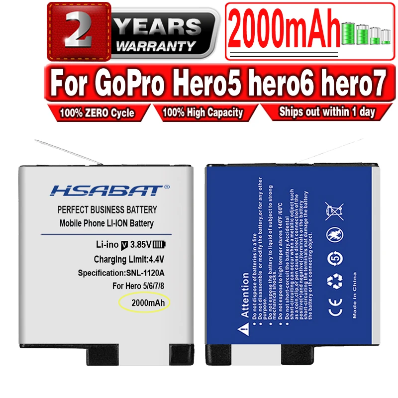 HSABAT 2000 мАч AHDBT 501 аккумулятор высокой емкости для GoPro Hero 7 hero 6 5 7|Цифровые