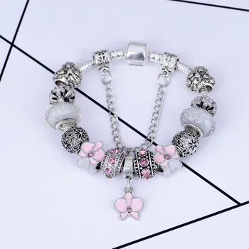 

2020 New Arrival Magnolia Pendant Bracelet Pandora Style diy Glass Bead Bracelet