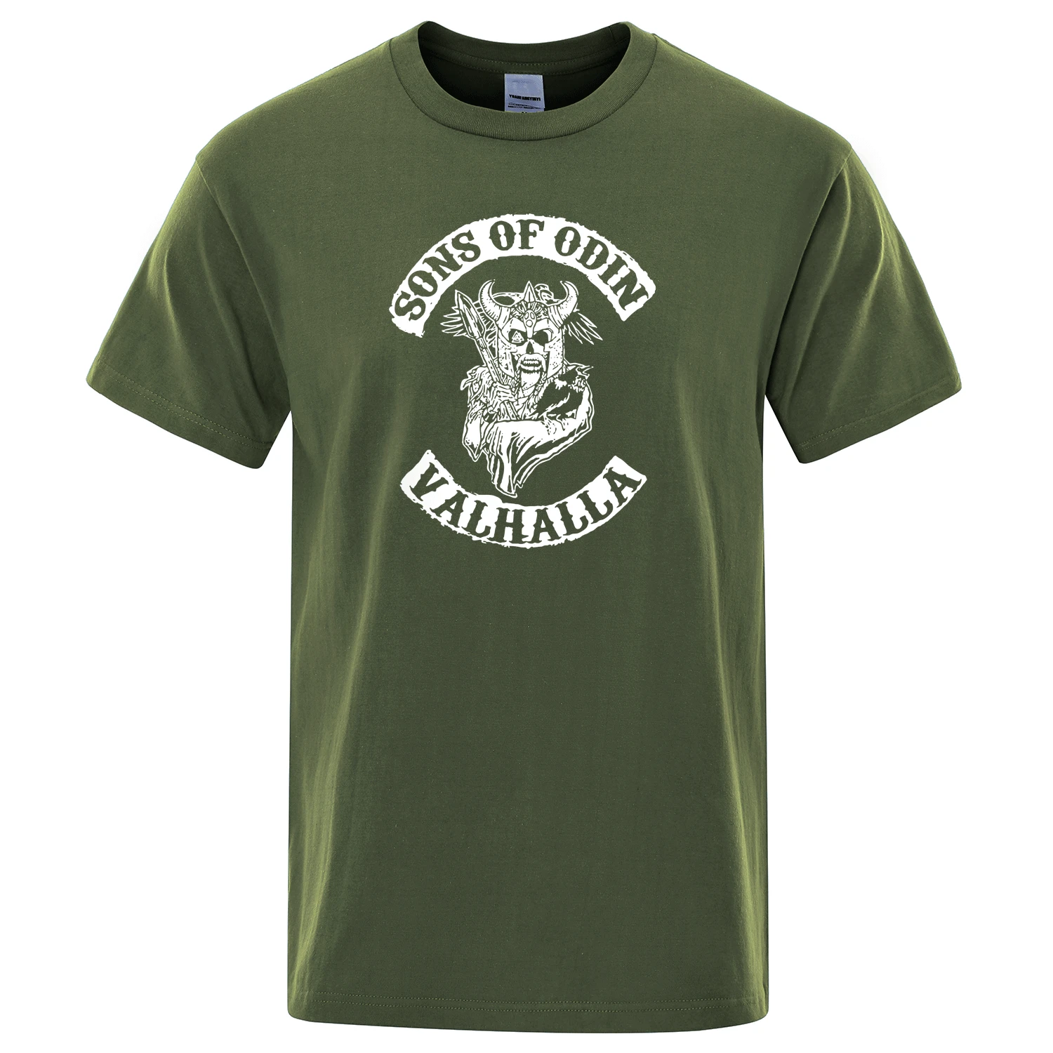 Футболки Sons Of Odin Valhalla Chapter, футболка, уличная одежда, потрясающая футболка, мужские повседневные топы с коротким рукавом, летняя хлопчатобумажная футболка - Цвет: army green 5
