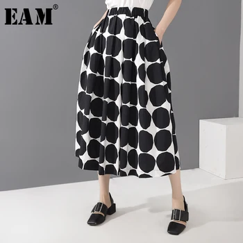 

[EAM] High Elastic Waist Dot Printed Elegant Long Temperament Half-body Skirt Women Fashion Tide New Spring Autumn 2020 1U80201