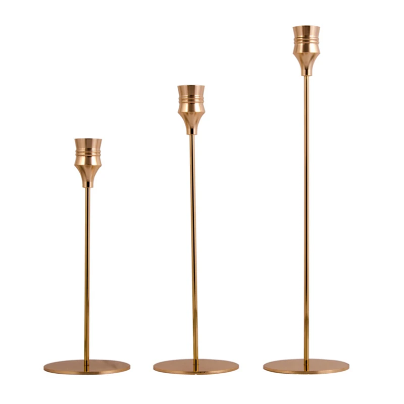 gold set 3 шт./компл. Европейский металлический подсвечник простой золотой Свадебные украшения бар вечерние Гостиная украшение, украшение для дома - Цвет: gold set