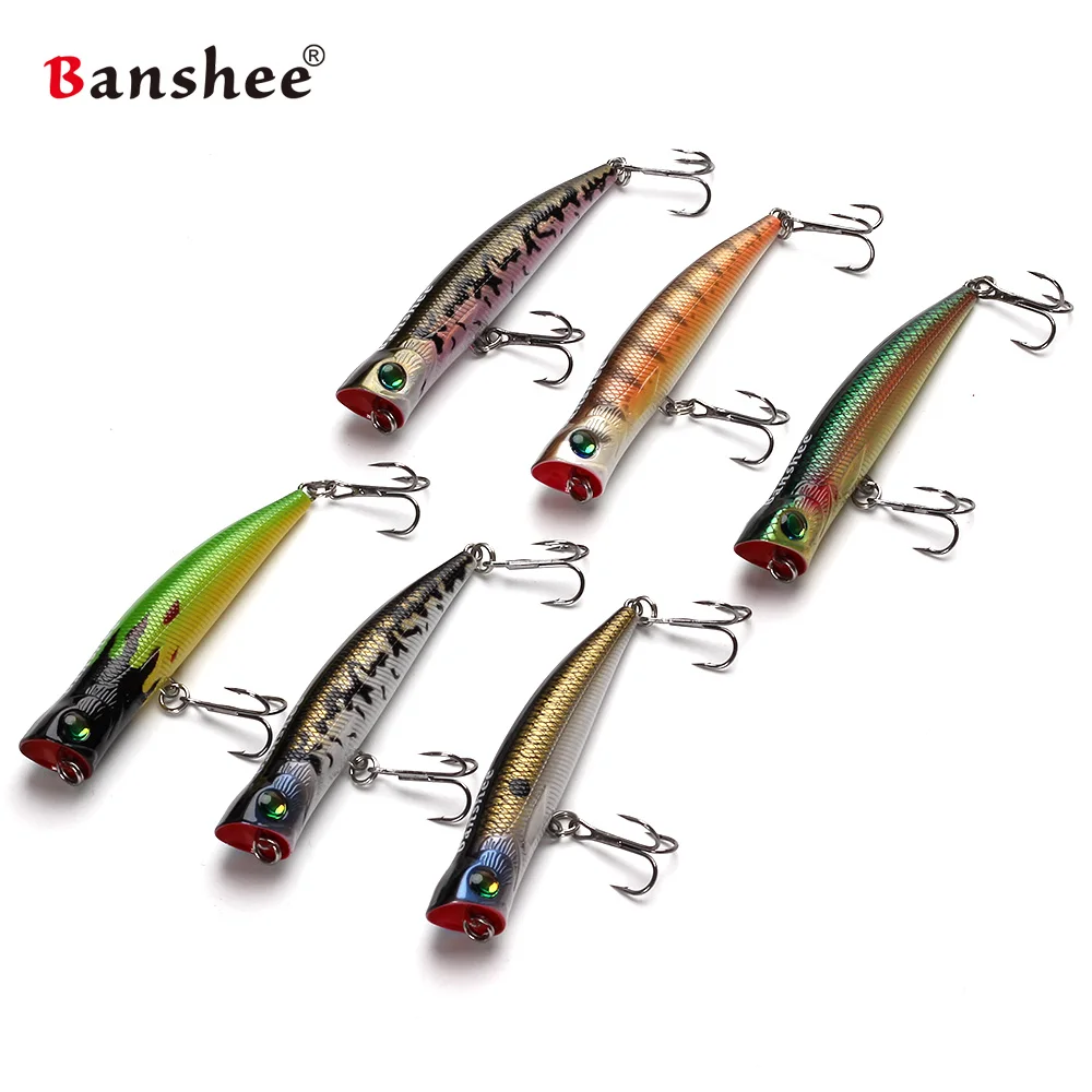 Banshee 6pcs/lot 80mm 8g VP02 Fishing Lure Rattle Sound Wobbler Artificial Hard Bait 6 Colors Freshwater Bass Popper | Спорт и