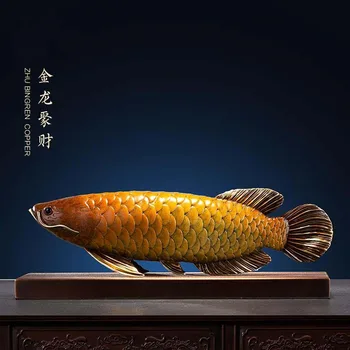 Günstige Master Collection 2021 Home UNTERNEHMEN Büro Deco Bringen Reichtum Geld Glück Goldenen Drachen Arowana Fisch Bronze Carving Statue