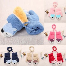 Зимние Детские теплые шерстяные перчатки, толстые вязаные милые уличные перчатки с рисунком олененка, унисекс, перчатки с ремешком, детские милые подарки, высокое качество