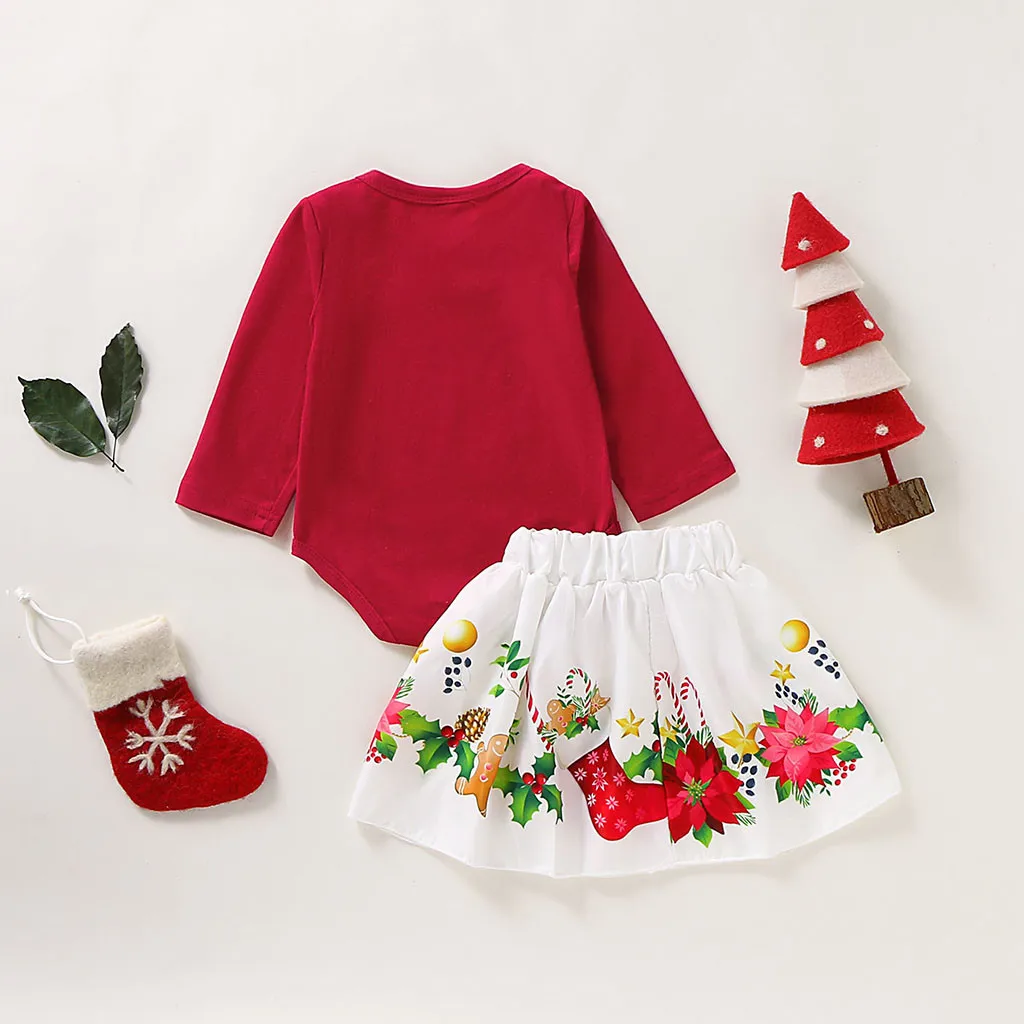Рождественский наряд для маленьких девочек; Коллекция года; топ для маленьких девочек; комбинезон с принтом рождественских букв; боди+ юбки с мультипликационным рисунком; Ropa Nina