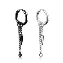 

Personality Cone Ball Pendant Tassel Chain Punk Circle Dangle Earring Mens Without Piercing Ear Nail Clip On Earring Jewelry 1pc