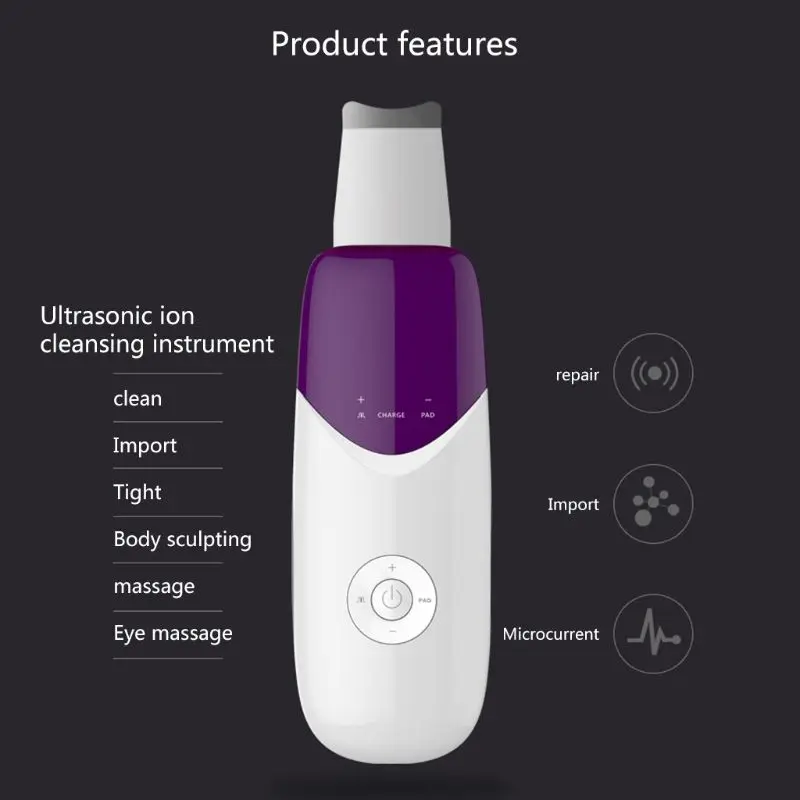  Ultrasonic Skin Scrubber Peeling Extractor Cleaning Face Lift Blackhead Remover