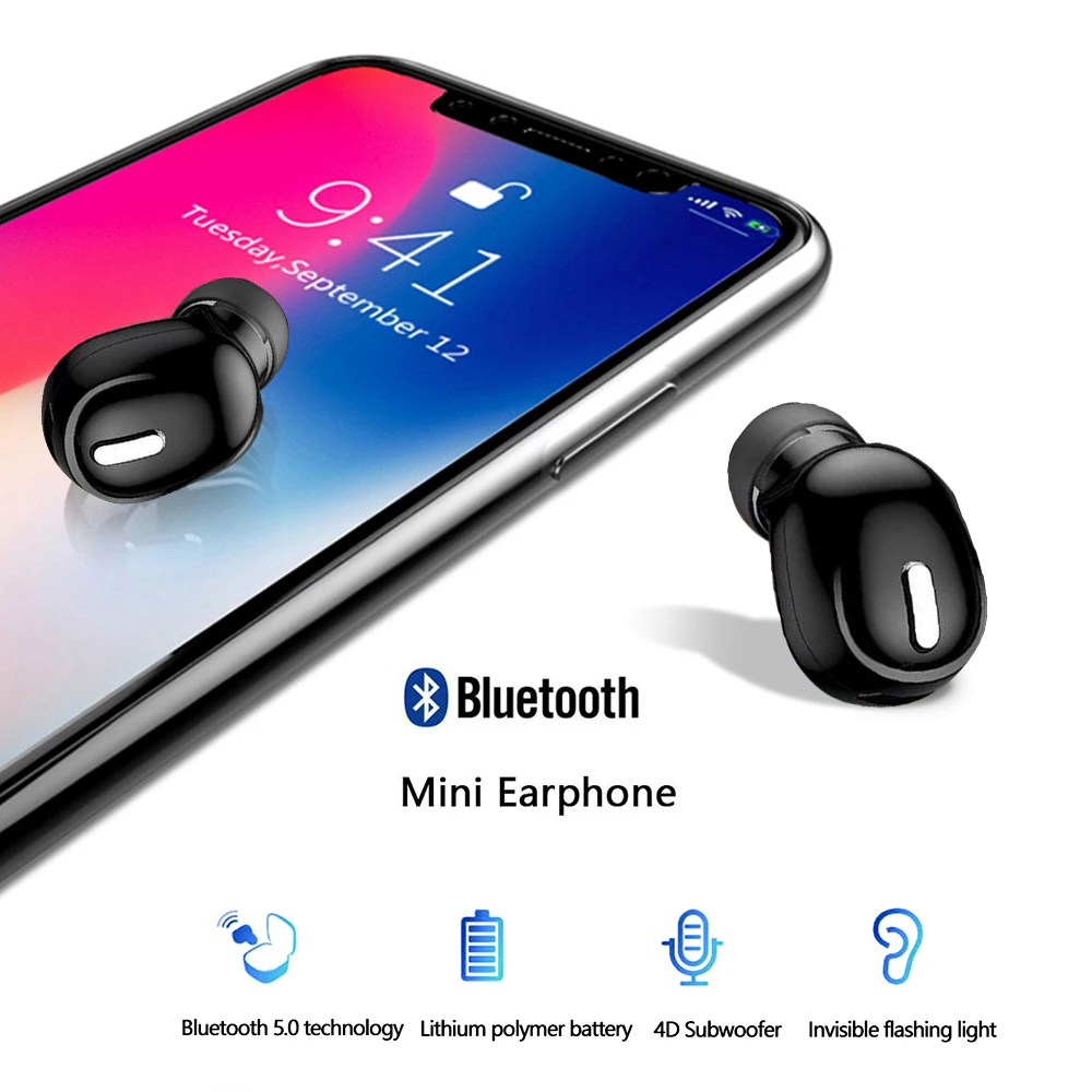 Мини беспроводные наушники Bluetooth 5 0 в ухо гарнитура с микрофоном для iPhone Xiaomi