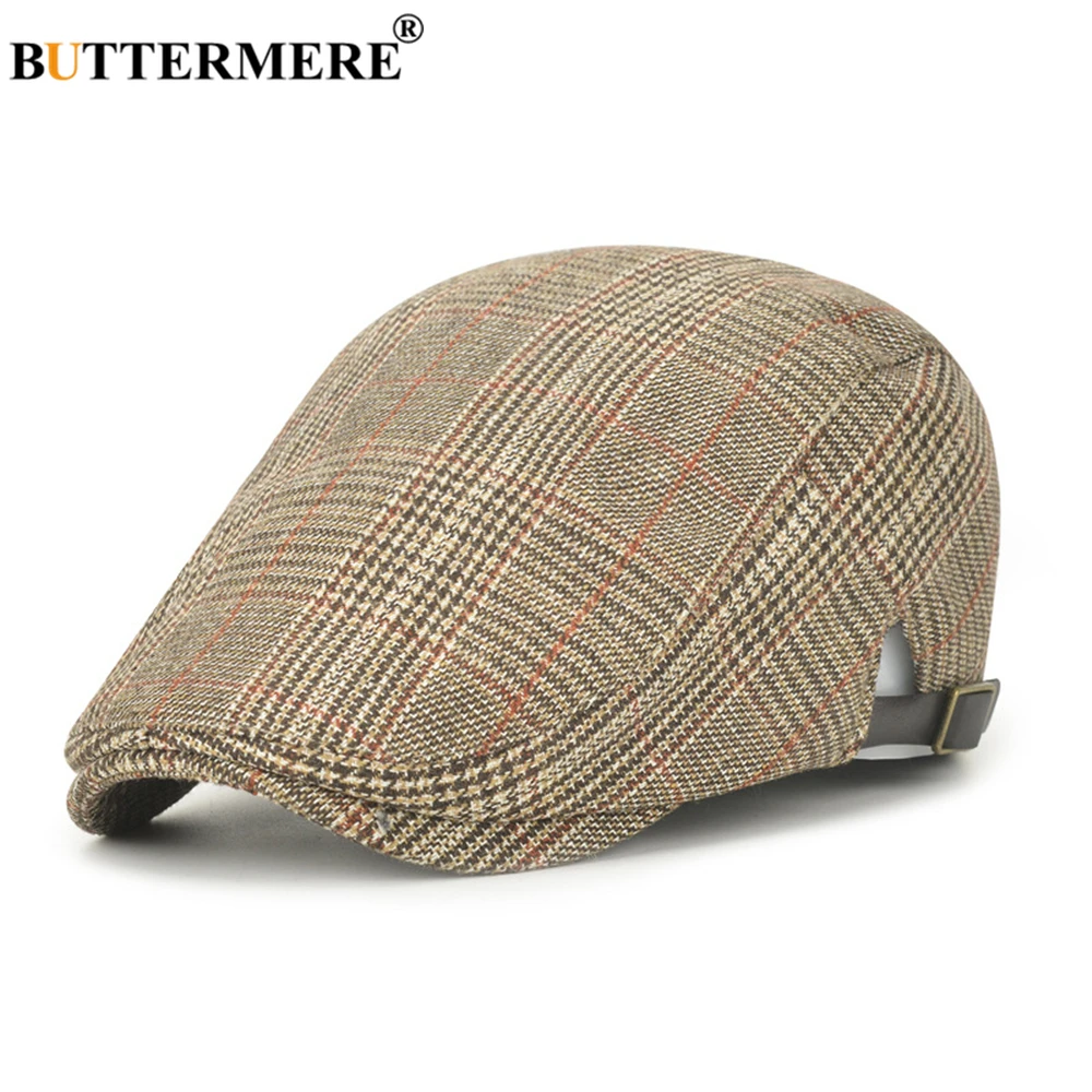 BUTTERMERE Мужской плоский берет мужская клетчатая хлопковая винтажная Регулируемая