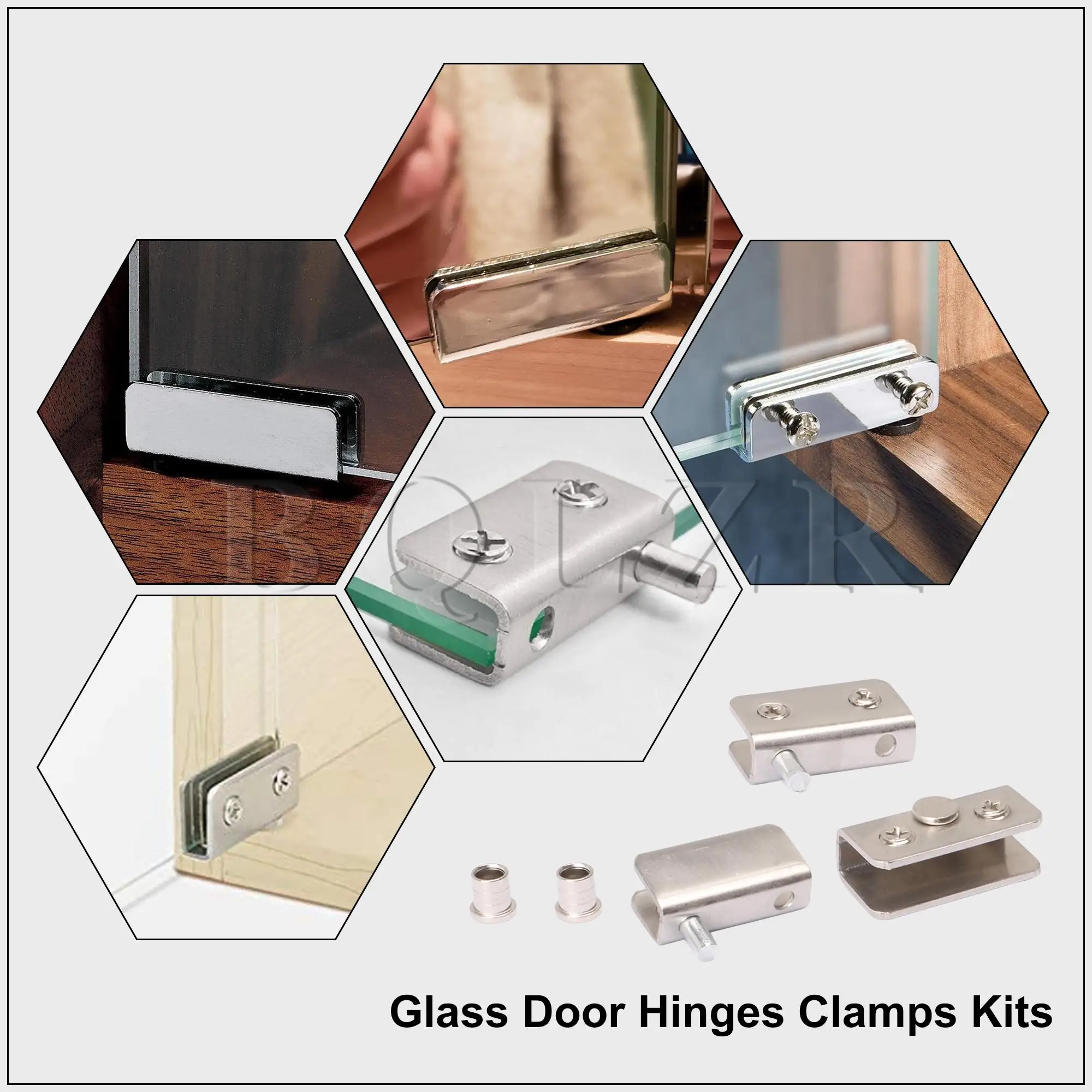 BQLZR Stainless Steel Glass Pivot Door Hinges Clamps Kits for 5-8mm Glass Door