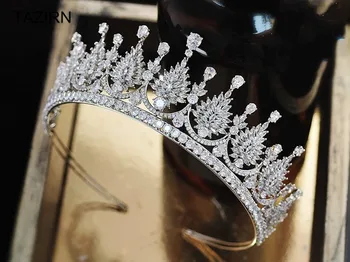 

Luxury Bridal Crowns Tiaras Wedding Headwear Zircon Copper Plated Women Diadem For Quinceanera Party Wedding Accessories 2020