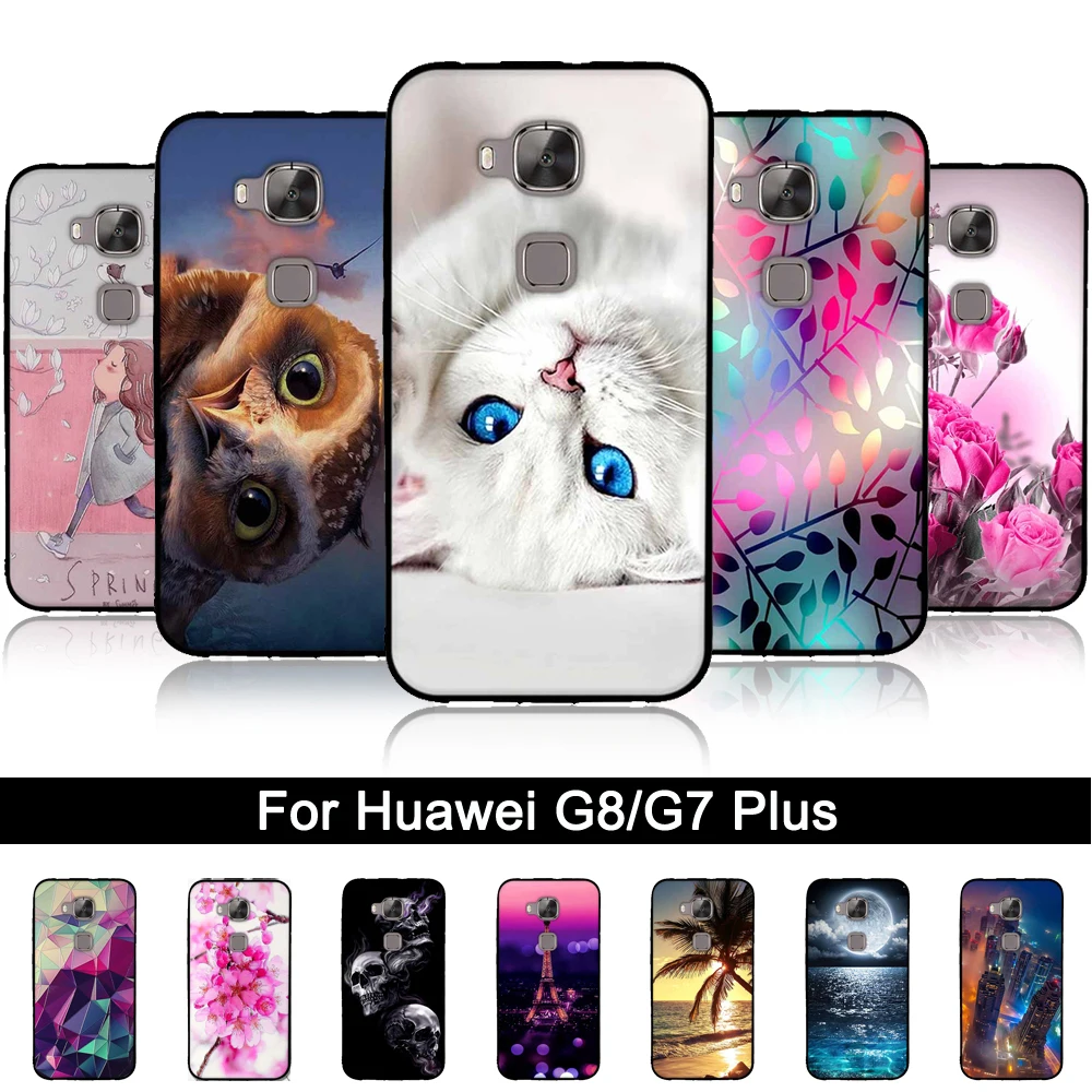 ТПУ чехлы для Huawei G8 G 8 Мягкая силиконовая задняя крышка чехол G7 Plus 3D рельефные