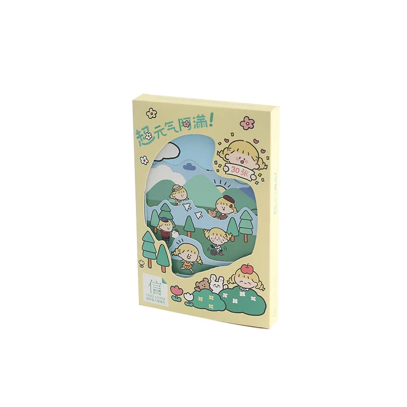 30 Pcs/Set Cartoon Animals and Girl Postcard Heteromorphism Scene Greeting Cards DIY Journal Decoration