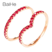 BAIHE Твердое 14 к желтое золото 0.45CT сертифицировано круглой огранки подлинные Рубины свадебные женские трендовые ювелирные изделия уникальное модное кольцо