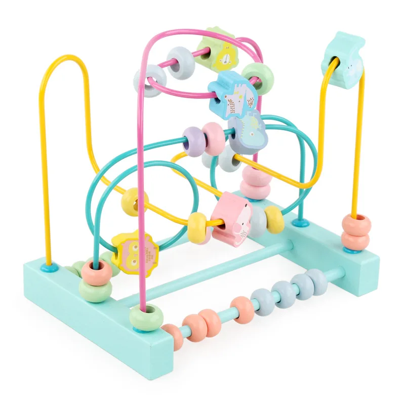 

Wooden Calculation Bead-stringing Toy Children'S Educational Early Childhood Toy Macarons Rosary Rack Three-Line Mathematics Bea