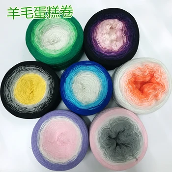 

New 4 Strands Of Comfortable Merino Wool Cake Yarn Segment Dyed Yarn for Shawl Children Dress Diy Hand Knitting Materials,300g