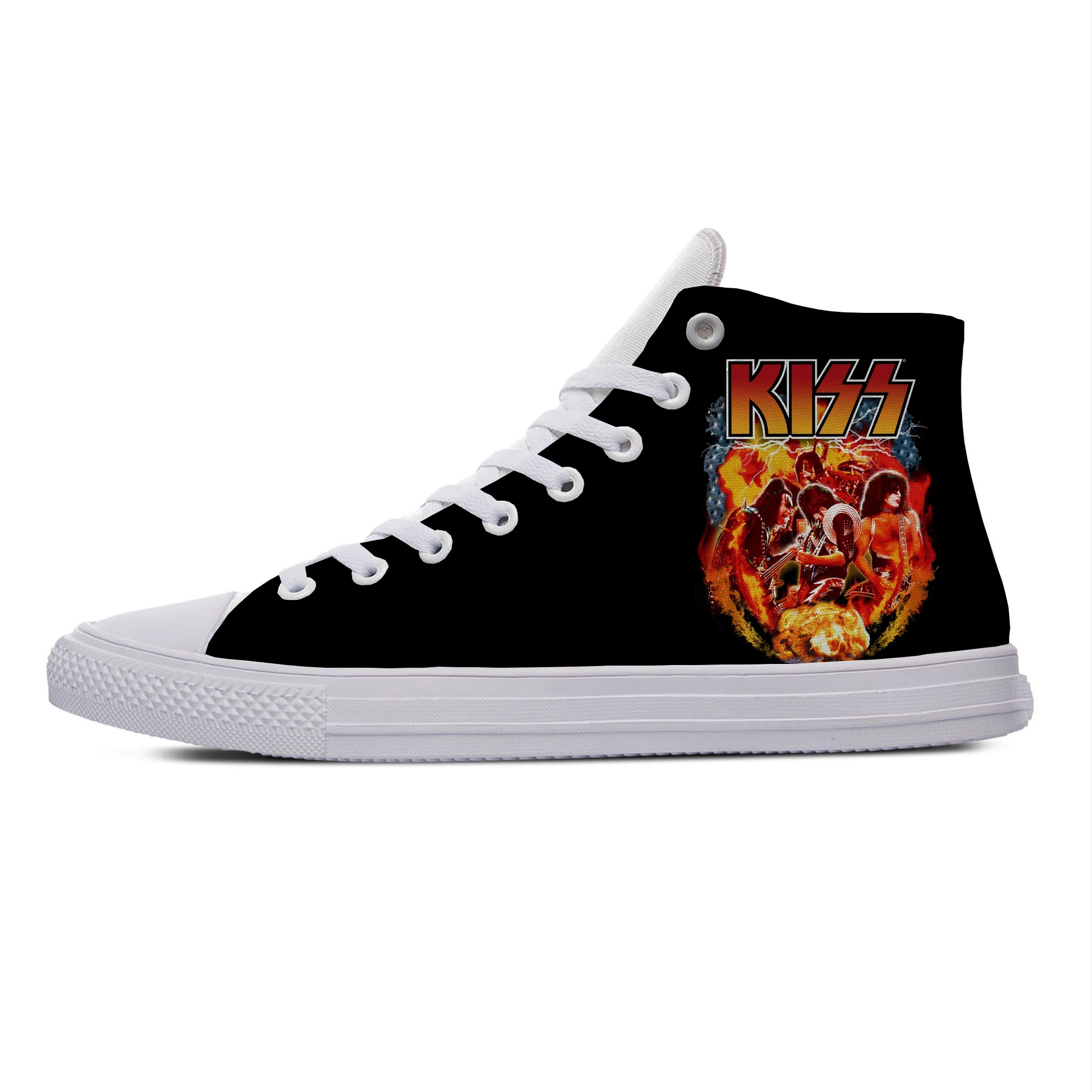 Kiss 5 Рок-Группа Kiss Heavy Metal; Лидер продаж; крутая модная повседневная парусиновая обувь с высоким берцем; дышащие легкие кроссовки с 3D принтом для мужчин и женщин - Цвет: Kiss 5