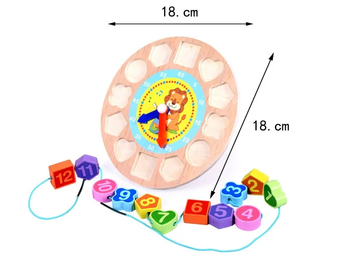 Infants Children Cognitive Early Education Building Blocks Educational with Numbers Clock between Threading Beaded Bracelet Shap