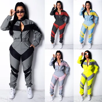 

29D9056 Autumn Winter Women Casual Sports Fashion Home Patchwork Print Two Piece Set Top and Pants Tracksuit Sweatsuit Outfits