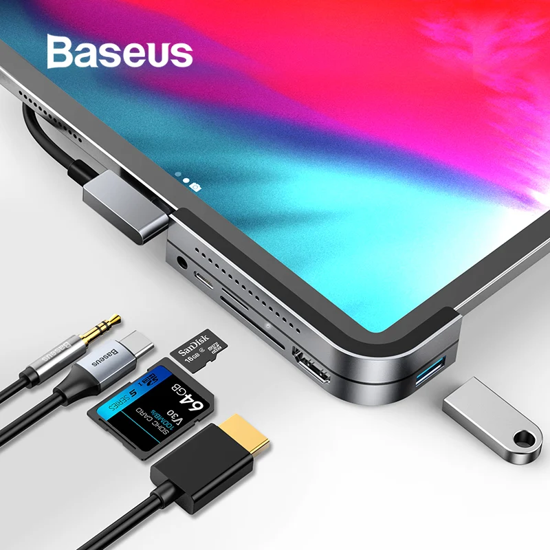 USB C концентратор Baseus для iPad Pro 12,9 11 type C концентратор для HDMI USB 3,0 PD порт 3,5 мм разъем USB-C usb-хаб адаптер для MacBook Pro