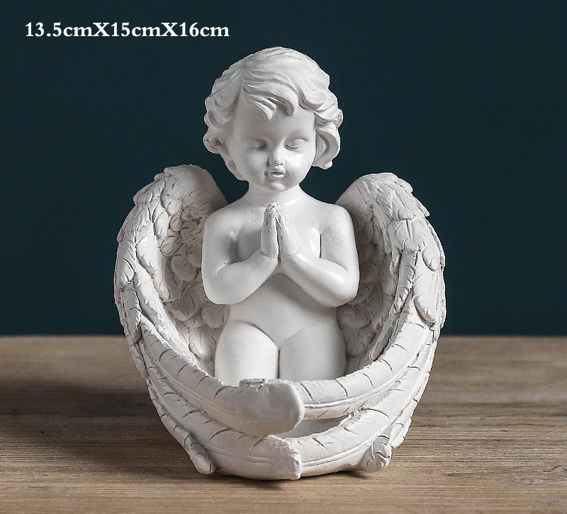 Ретро белый маленький Ангел скульптура Давид Венера мебель для дома гостиная винный шкаф штукатурка статуя украшения - Цвет: as the picture shows