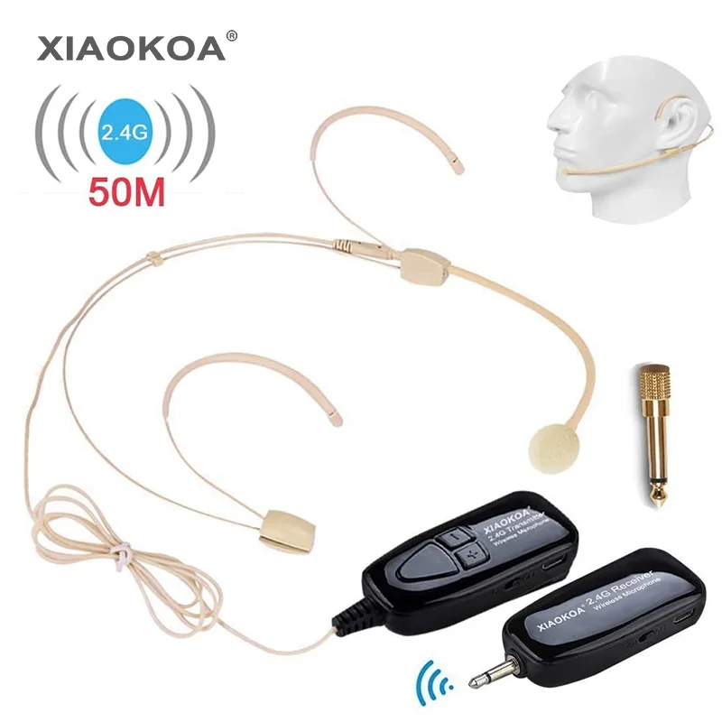 XIAOKOA 2.4G Head-mounted Wireless Microphone Transmitter With Receiver For Tour Guide Teaching Voice Amplifier Speaker | Электроника