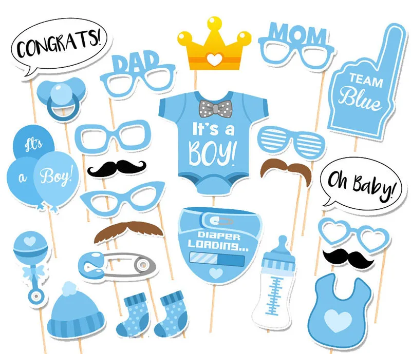 25Pcsset New Baby Shower Photo Booth Games Baby Shower Photobooth Props Its a Boy Girl Favors Party Decoration Supplies DE10 (1)