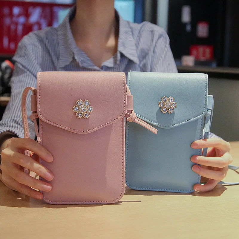 

Chao wang Red-Style Retro Hardware Lock Square Sling Bag Man-made Diamond Flower Decoration Shoulder Bag Mobile Phone WOMEN'S Ba