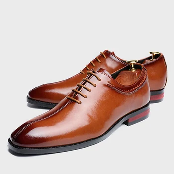 

Dress Formal Bright Leather Men Shoes Business Male Gentlemen Casual Solid Shoes Fashion Office Zapatos Hombre