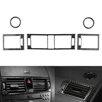 

5Pcs set Air Vent Outlet Trim Car Carbon Fiber Interior For Mercedes-Benz C Class W204 2007-2010 Easy installation