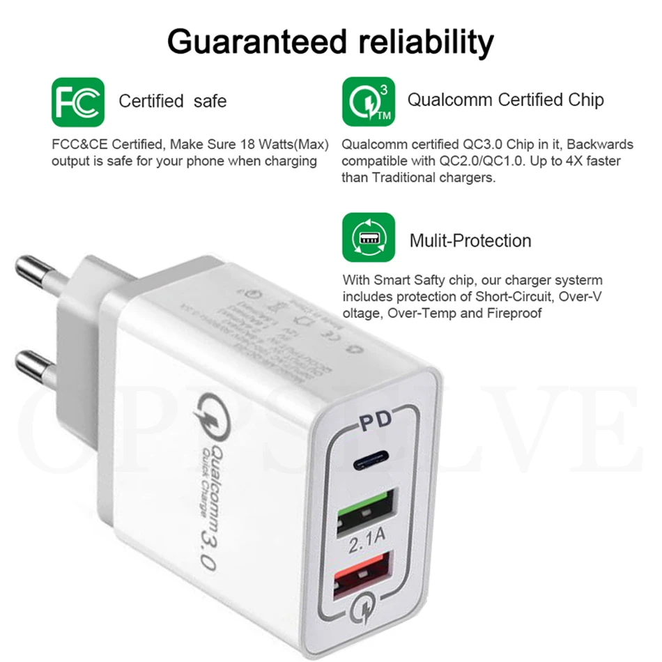 Зарядное устройство OSEVPORF Quick Charge 3,0 QC PD 30 Вт QC3.0 usb type C быстрое зарядное устройство для iPhone 11 Pro Max X Xs 8 7 Xiaomi Phone PD зарядное устройство