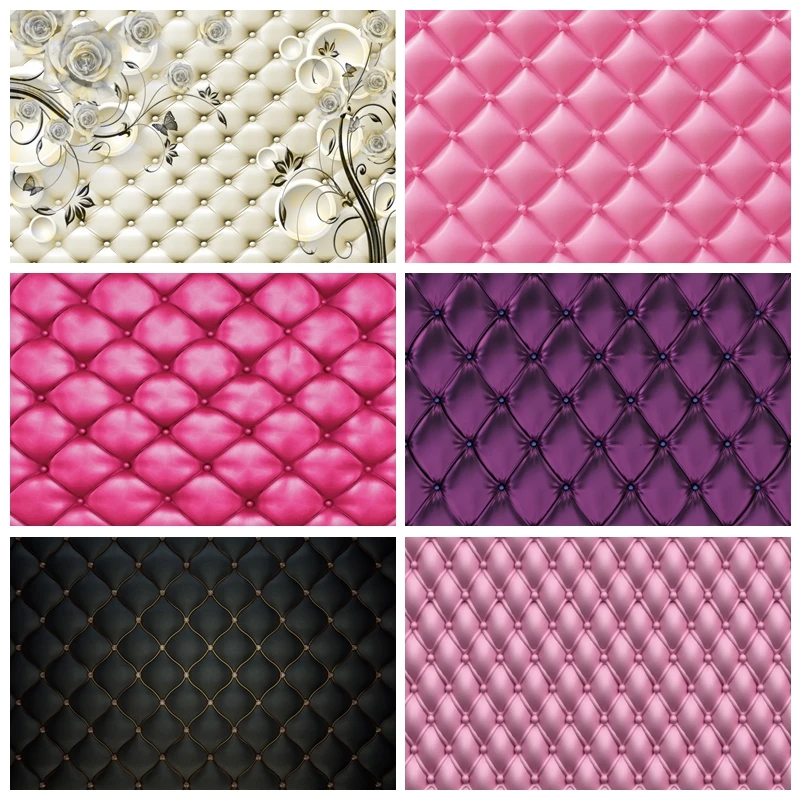 

Laeacco Luxury Texture Of Pink Blue Leather Furniture Button Surface Headboard Seamless Pattern Photo Background Photo Backdrop