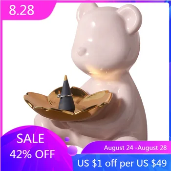 

Ceramic Green Bear Statue Small Animal Decoration Ornaments Creative Statues And Crafts Furnishings Living Room Home Decoration